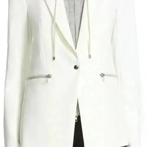 Veronica Beard Iconic Scuba Dickey Jacket Blazer Size 6 White Zipper Pockets - Picture 8 of 11